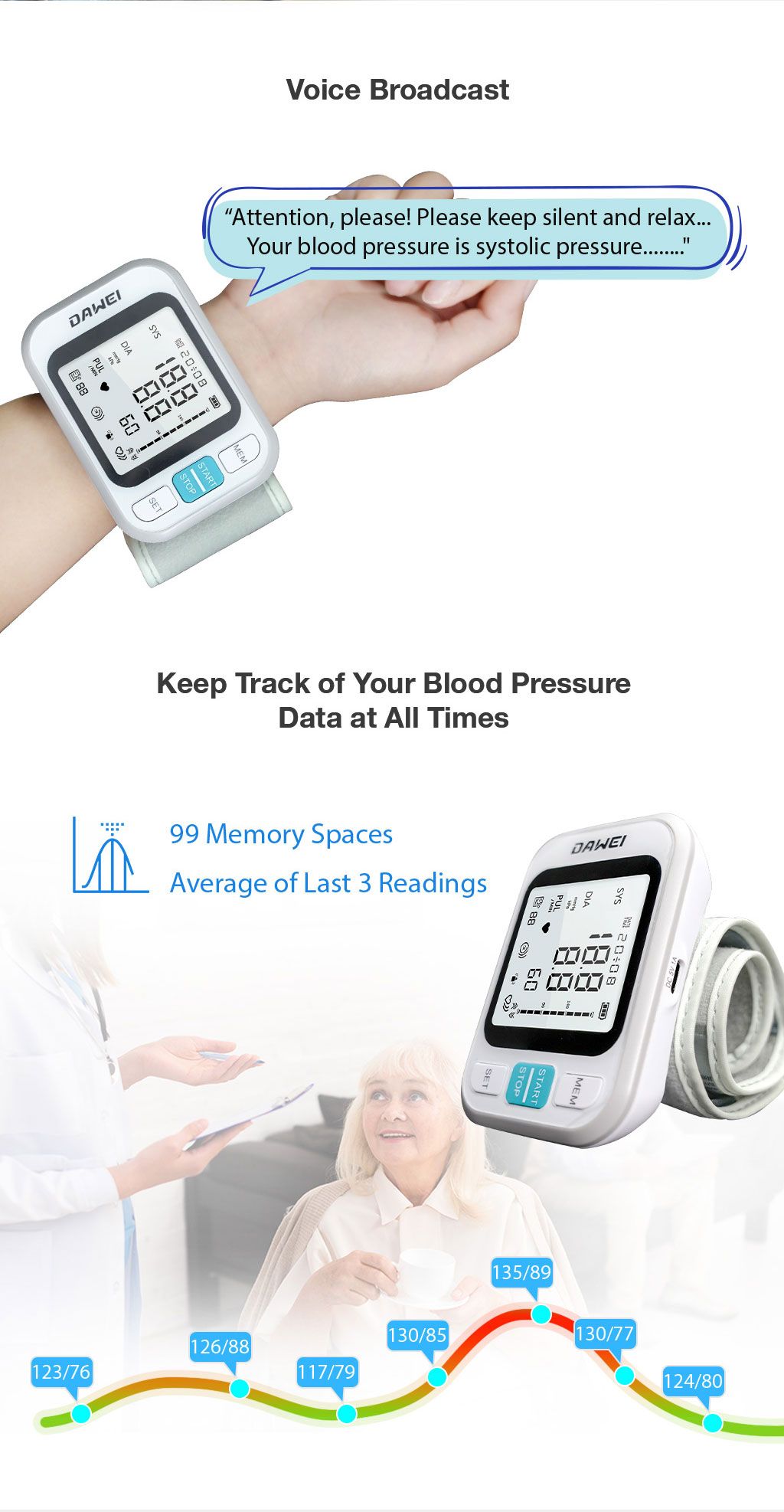 Measure your blood pressure anytime, anywhere with our Wrist Blood Pressure Monitor